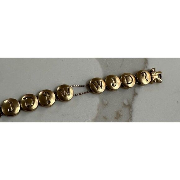 VINTAGE TOFA gold toned WWJD charm bracelet - Picture 3 of 3